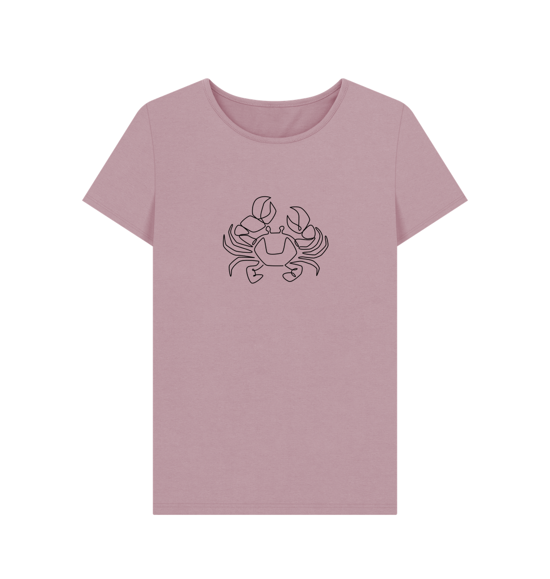 Mauve Women's Crab Organic Cotton Crewneck Tee (Black)