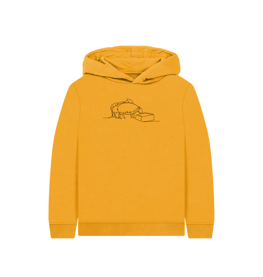 Mustard Kid's Sheep Organic Cotton Pullover Hoodie (Black)