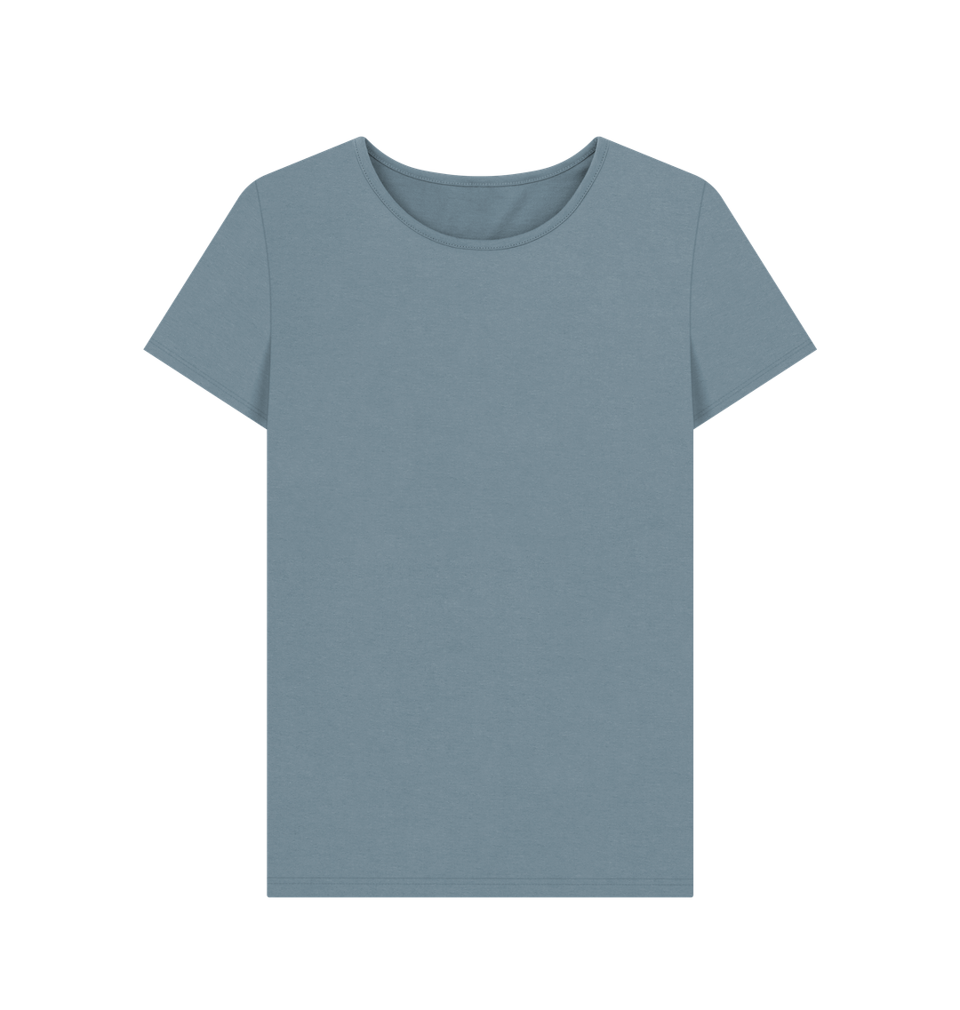 Stone Blue Women's Solid Organic Cotton Crewneck Tee