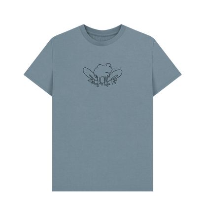 Stone Blue Men's Frog Organic Cotton Basic Tee (Black)