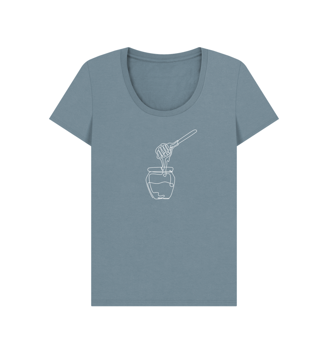 Stone Blue Women's Honey Scoop Neck T-Shirt - White