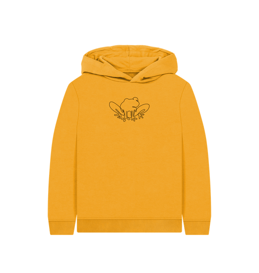 Mustard Kid's Frog Organic Cotton Pullover Hoodie (Black)