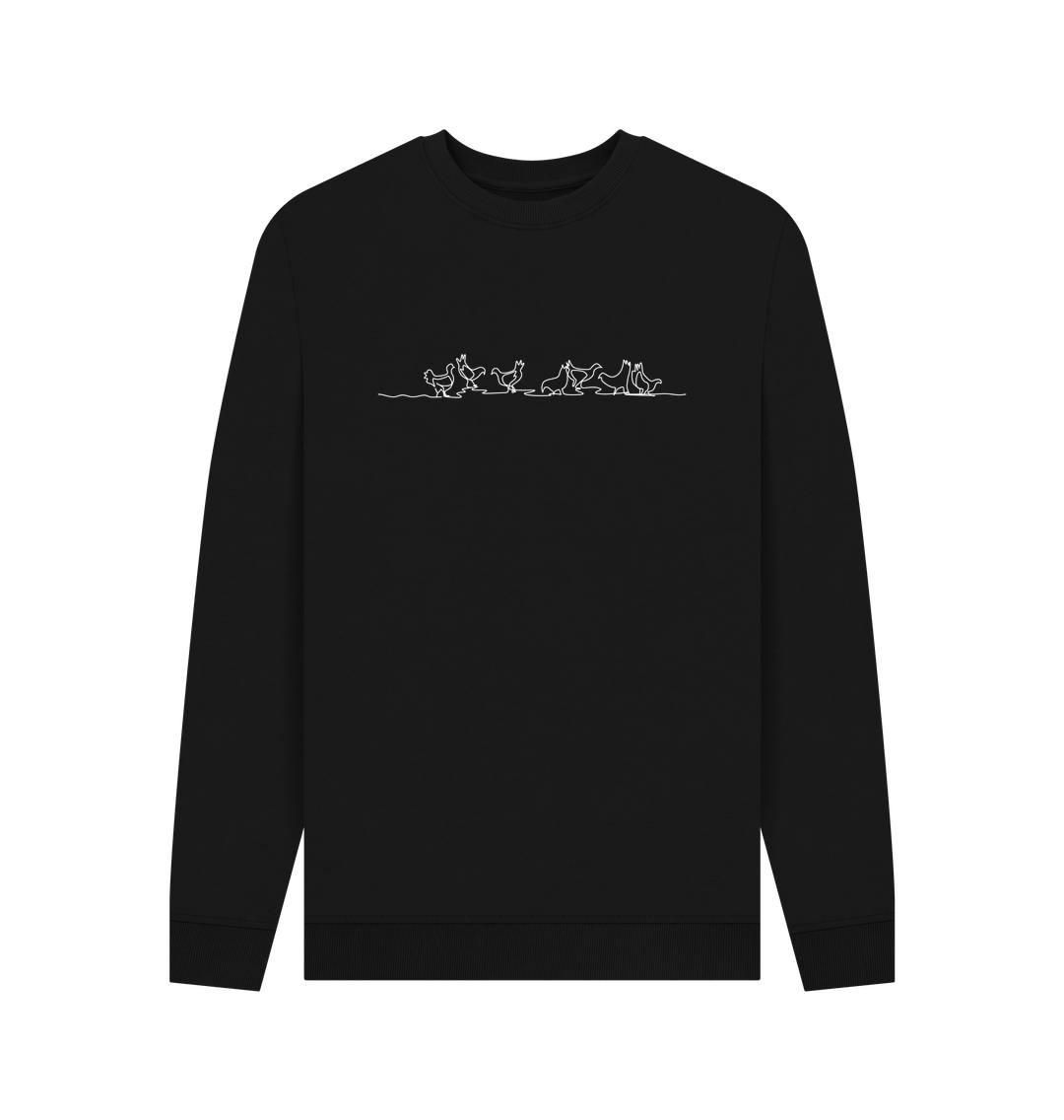 Black Men's Chickens Crewneck Sweatshirt - White