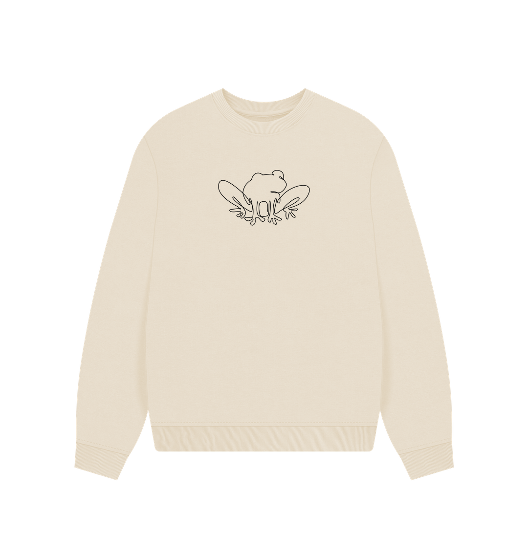 Oat Women's Frog Organic Cotton Oversized Crewneck - Black Design