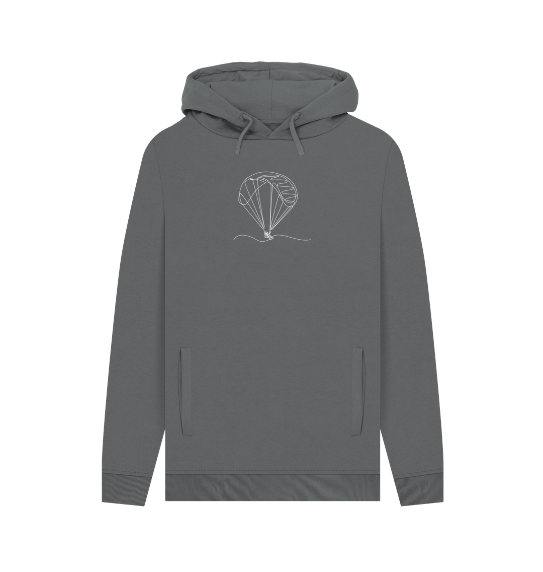 Slate Grey Men's Parachute Organic Cotton Pullover Hoodie (White)