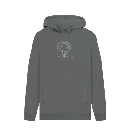 Slate Grey Men's Parachute Organic Cotton Pullover Hoodie (White)