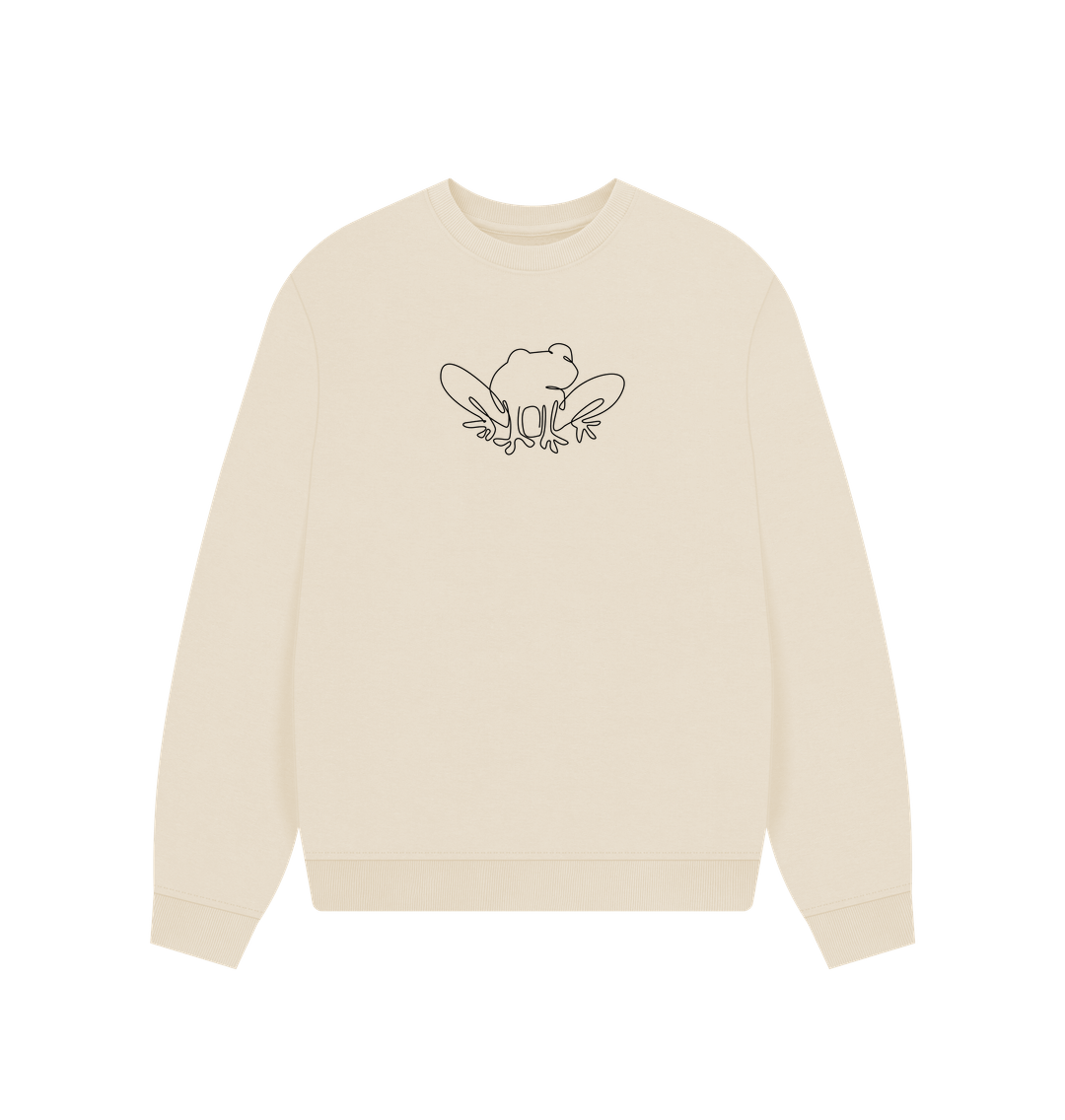 Oat Women's Frog Organic Cotton Oversized Crewneck (Black)