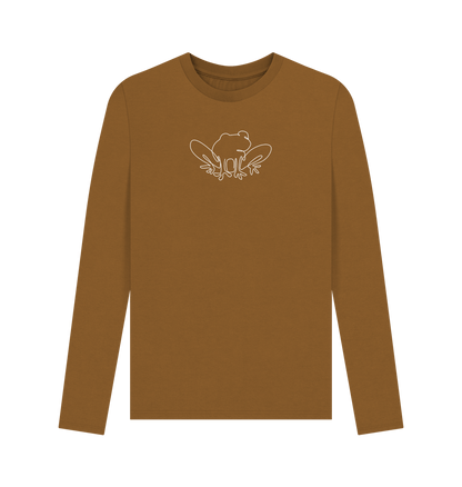 Brown Men's Frog Organic Cotton Long Sleeve Tee (White)