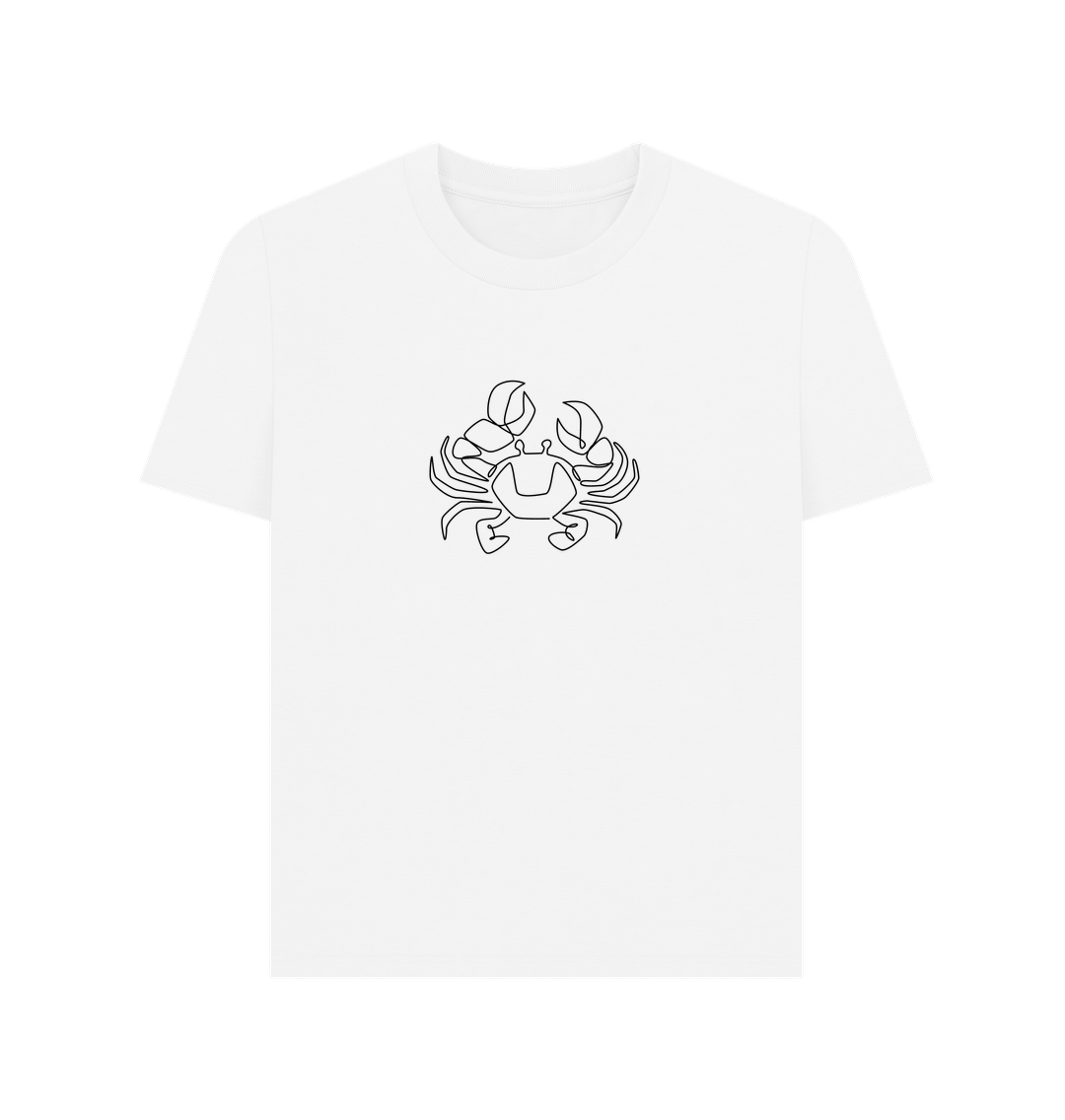 White Women's Crab Organic Cotton Basic Tee (Black)