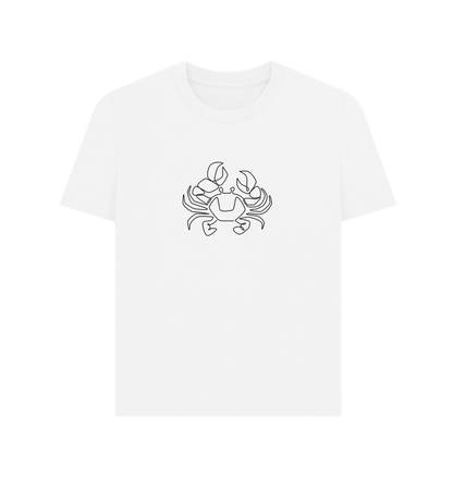 White Women's Crab Organic Cotton Basic Tee (Black)