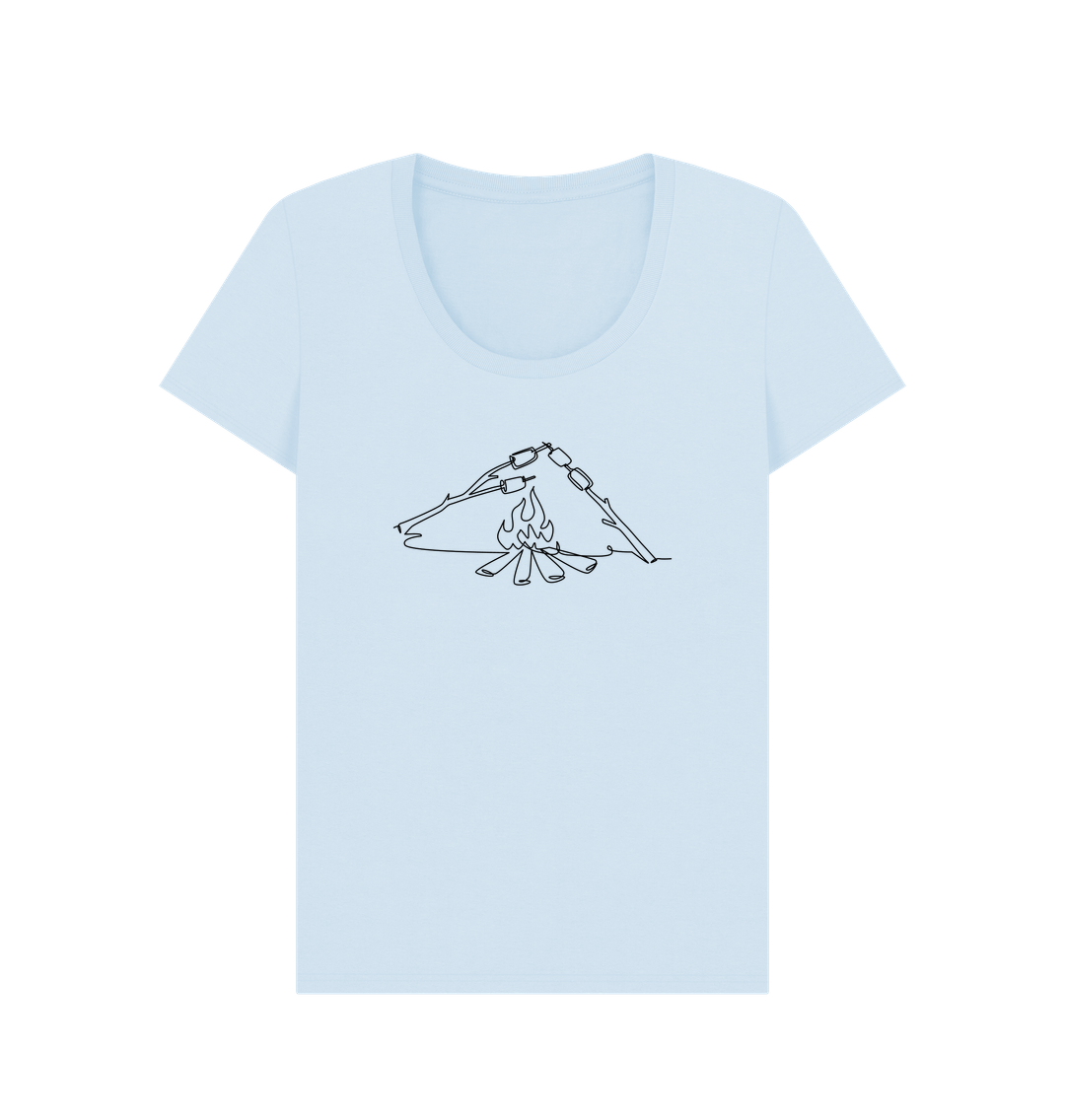 Sky Blue Women's S'mores Organic Cotton Scoop Neck Tee (Black)