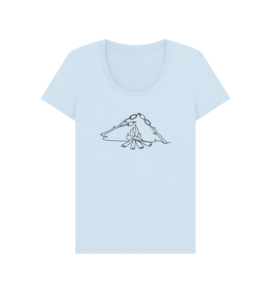 Sky Blue Women's S'mores Organic Cotton Scoop Neck Tee (Black)