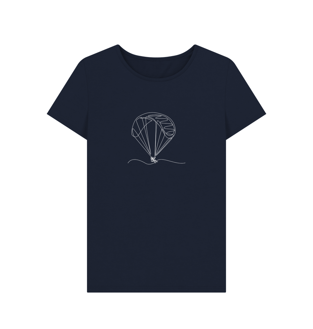 Navy Blue Women's Parachute Organic Cotton Crewneck Tee (White)