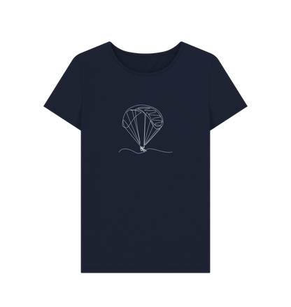 Navy Blue Women's Parachute Organic Cotton Crewneck Tee (White)