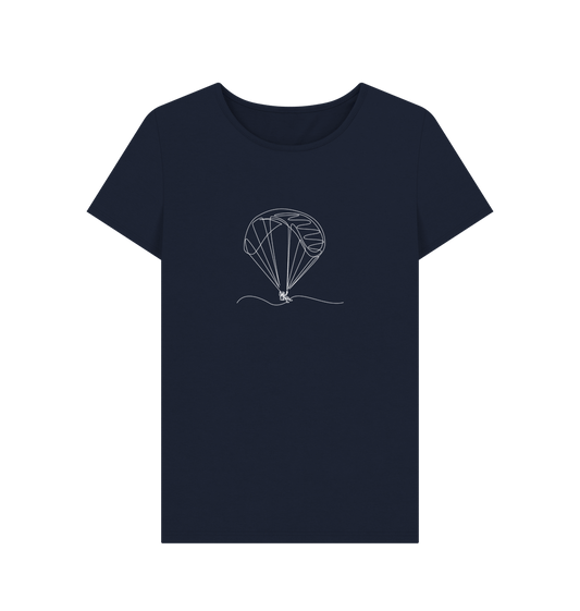 Navy Blue Women's Parachute Organic Cotton Crewneck Tee (White)