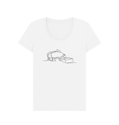 White Women's Sheep Organic Cotton Scoop Neck Tee (Black)