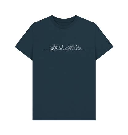 Denim Blue Men's Chickens Organic Cotton Basic Tee (White)