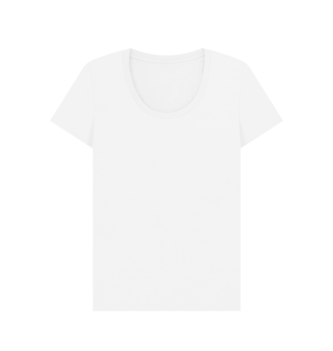 White Women's Solid Organic Cotton Scoop Neck Tee