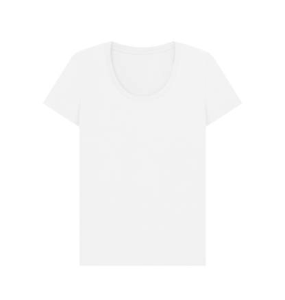 White Women's Solid Organic Cotton Scoop Neck Tee