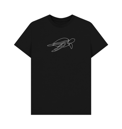 Black Men's Sea Turtle Organic Cotton Basic Short Sleeve Tee (White)