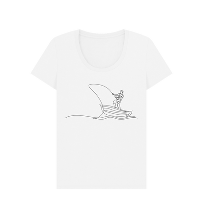 White Women's Fisherman Organic Cotton Scoop Neck Tee (Black)