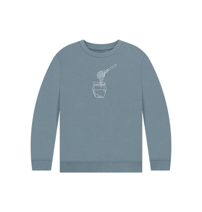 Stone Blue Kid's Honey Organic Cotton Crewneck Sweater (White)