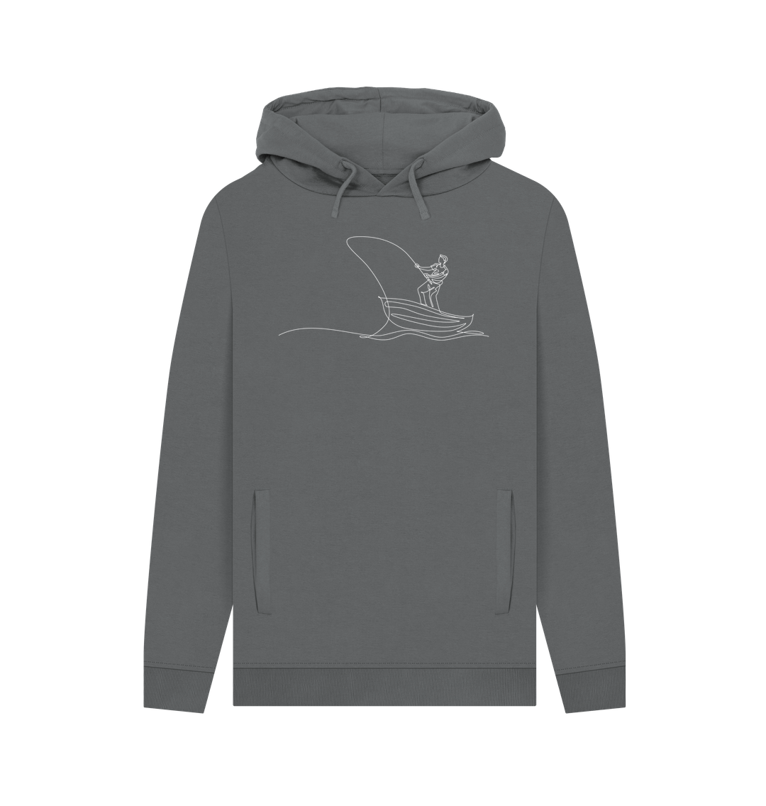 Slate Grey Men's Fisherman Organic Cotton Pullover Hoodie (White)