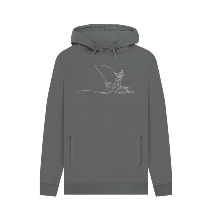 Slate Grey Men's Fisherman Organic Cotton Pullover Hoodie (White)