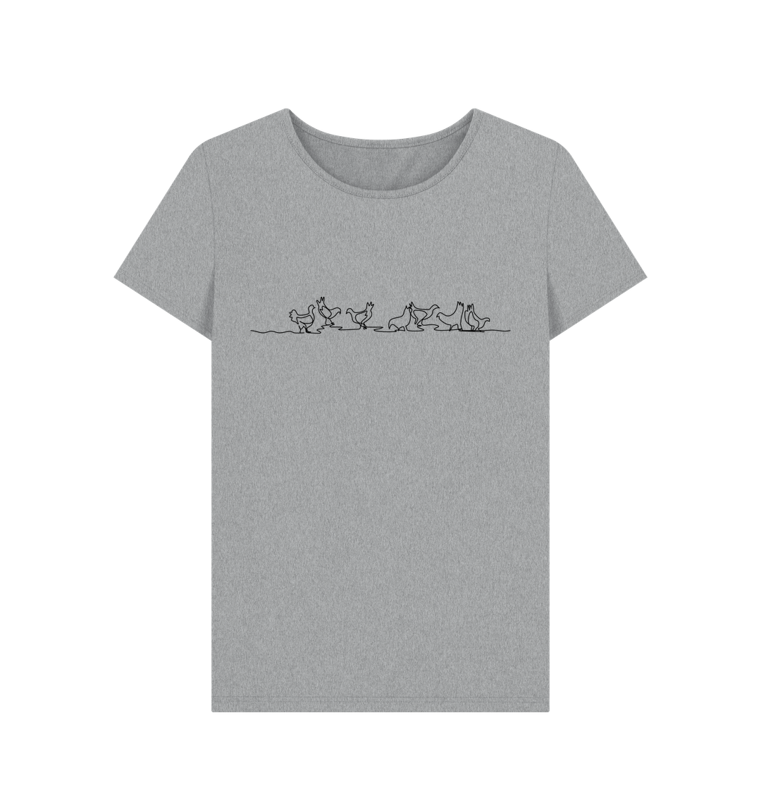 Athletic Grey Women's Chickens Organic Cotton Crewneck Tee (Black)