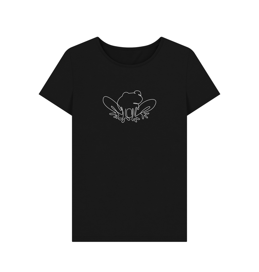 Black Women's Frog Organic Cotton Crewneck Tee (White)