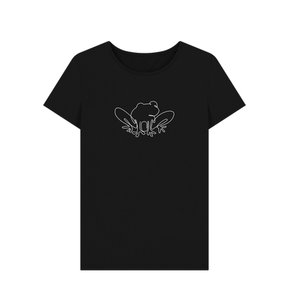 Black Women's Frog Organic Cotton Crewneck Tee (White)