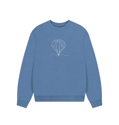 Solent Women's Parachute Organic Cotton Oversized Crewneck - White Design