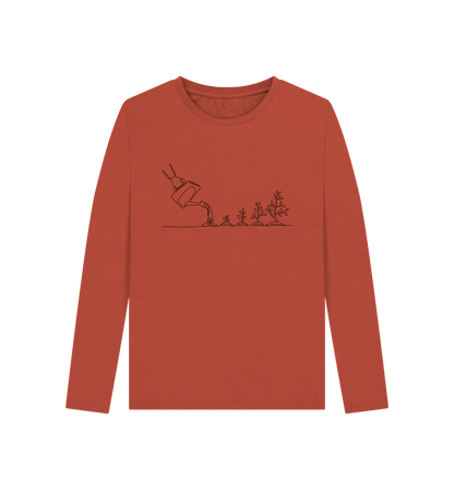 Rust Women's Gardening Organic Cotton Long Sleeve Tee (Black)