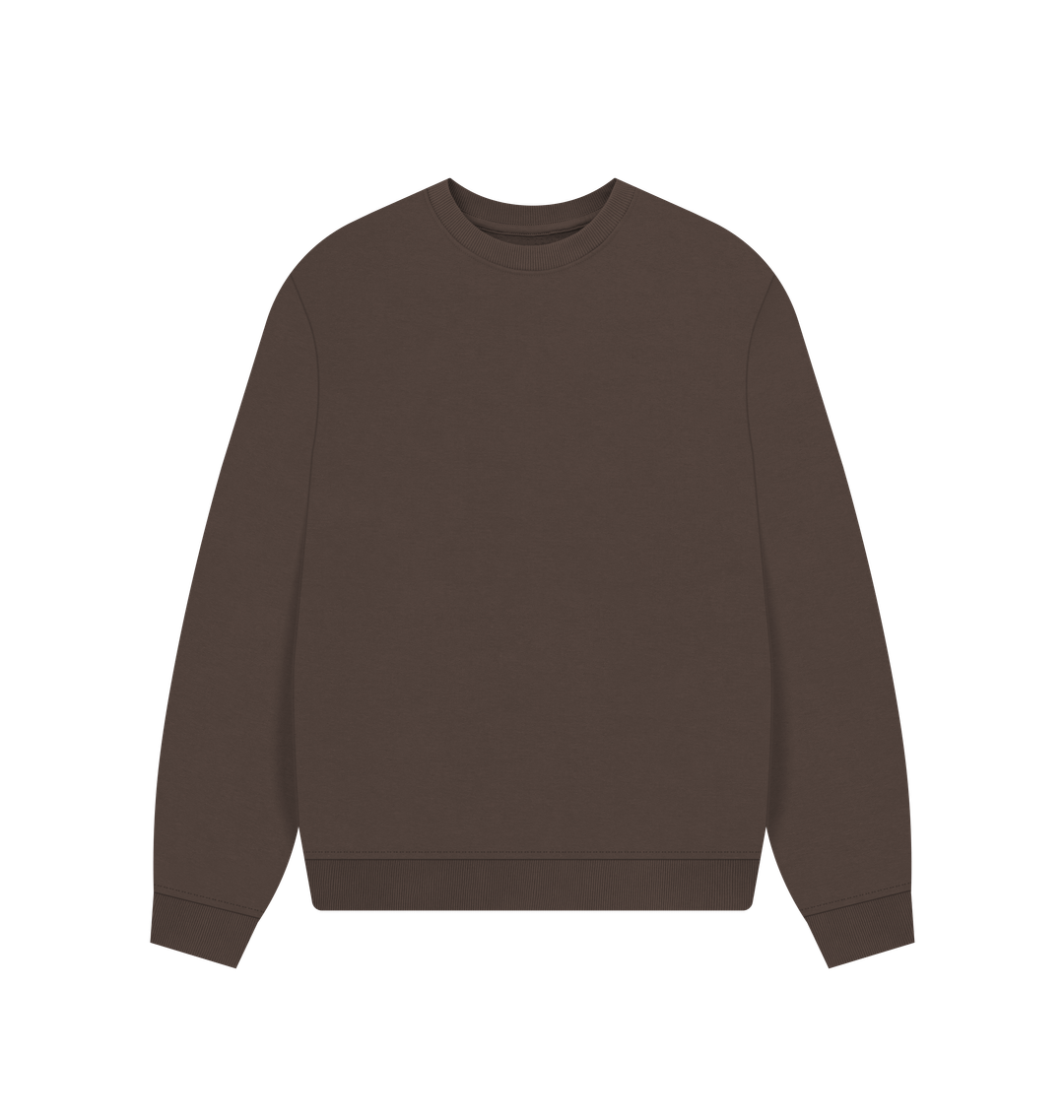 Chocolate Women's Solid Organic Cotton Oversized Crewneck