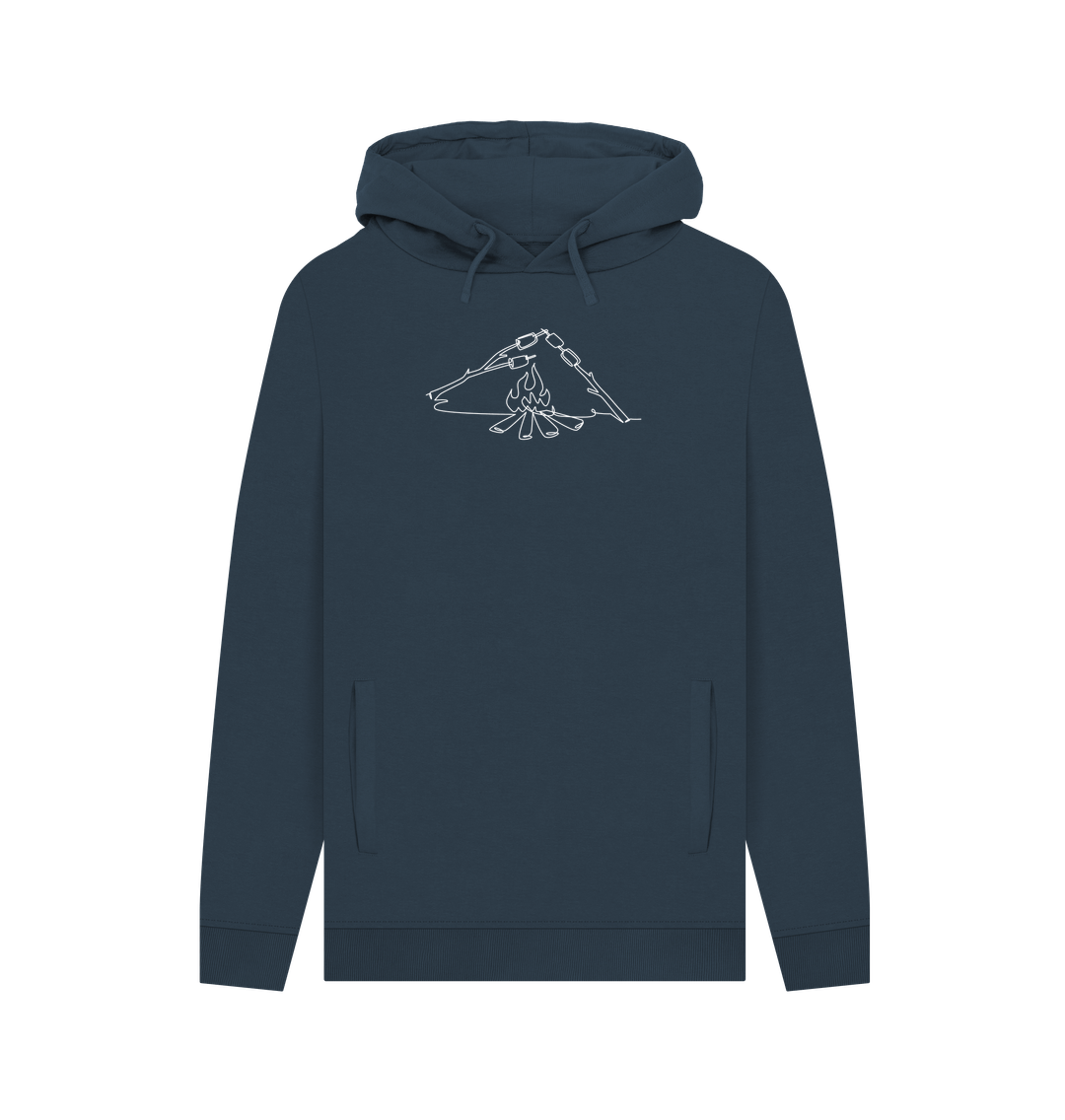 Navy Men's S'mores Organic Cotton Pullover Hoodie (White)