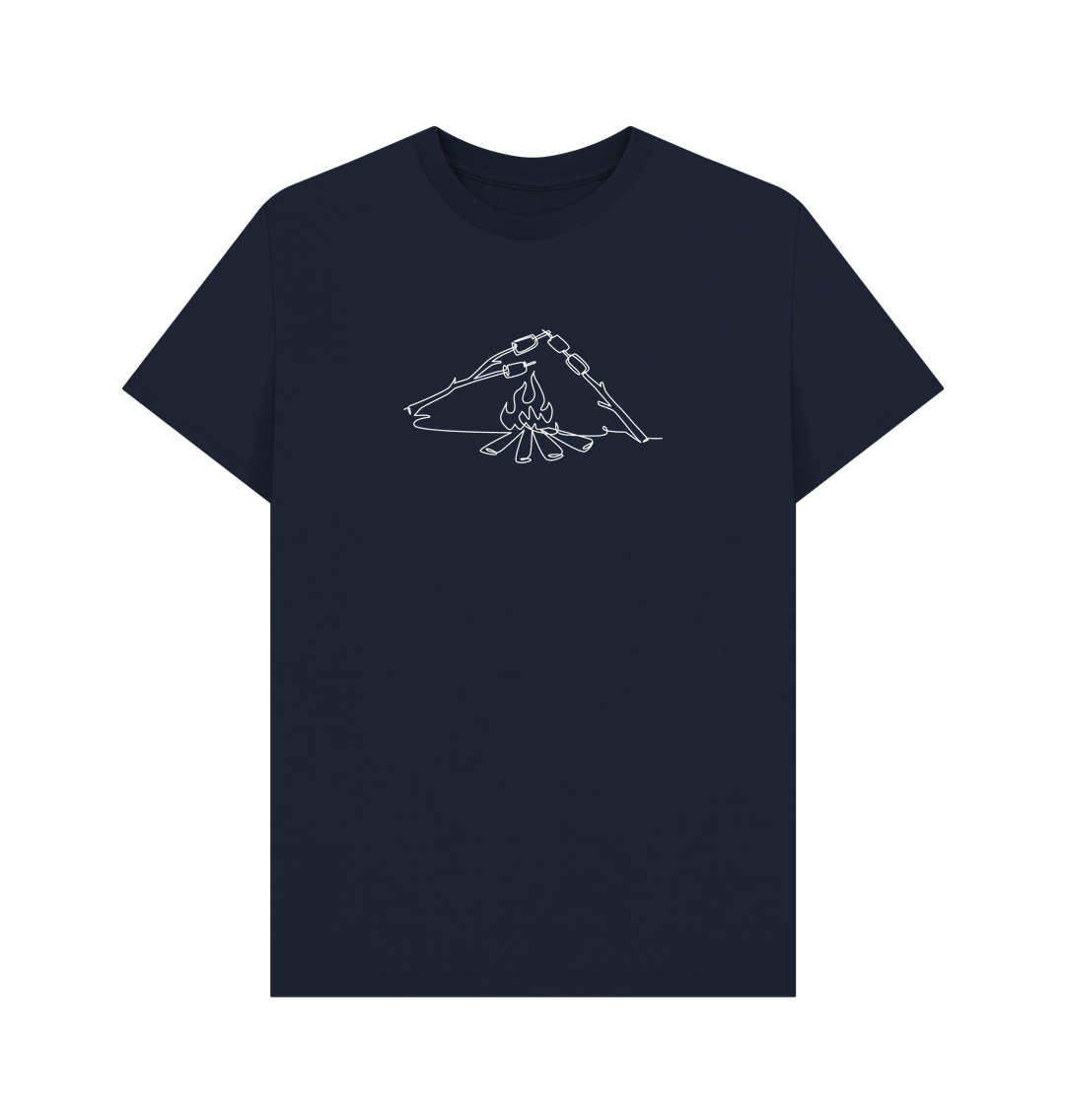 Navy Blue Men's S'mores Organic Cotton Basic Short Sleeve Tee (White)