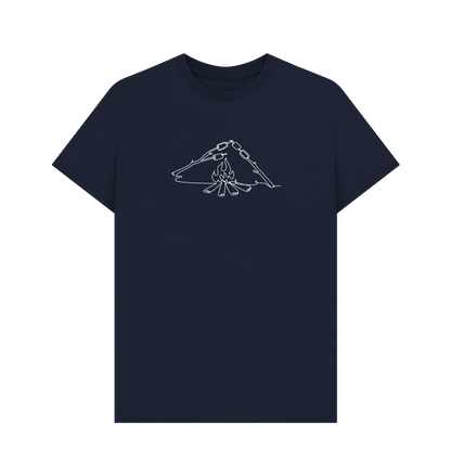 Navy Blue Men's S'mores Organic Cotton Basic Short Sleeve Tee (White)