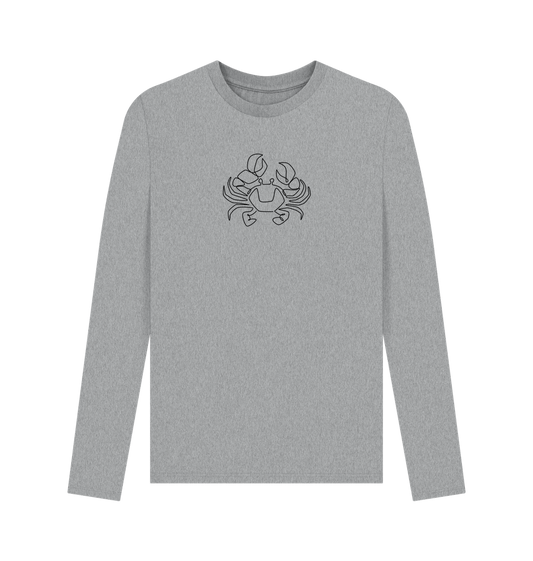 Athletic Grey Men's Crab Organic Cotton Long Sleeve Tee - Black Design