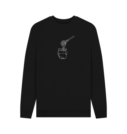 Black Men's Honey Organic Cotton Crewneck Sweater (White)