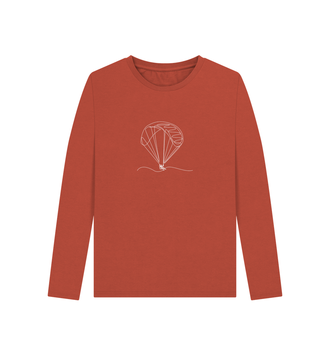 Rust Women's Parachute Organic Cotton Long Sleeve Tee (White)