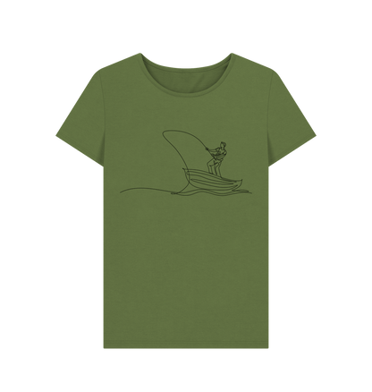 Khaki Women's Fisherman Organic Cotton Crewneck Tee (Black)