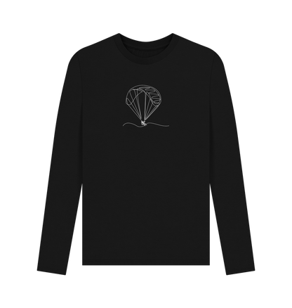 Black Men's Parachute Organic Cotton Long Sleeve Tee (White)