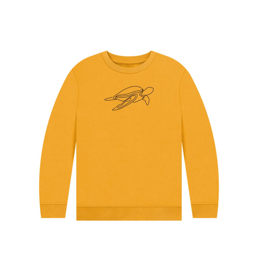 Mustard Kid's Sea Turtle Organic Cotton Crewneck Sweater (Black)