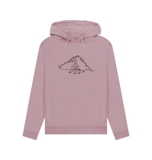 Mauve Women's S'mores Organic Cotton Pullover Hoodie (Black)