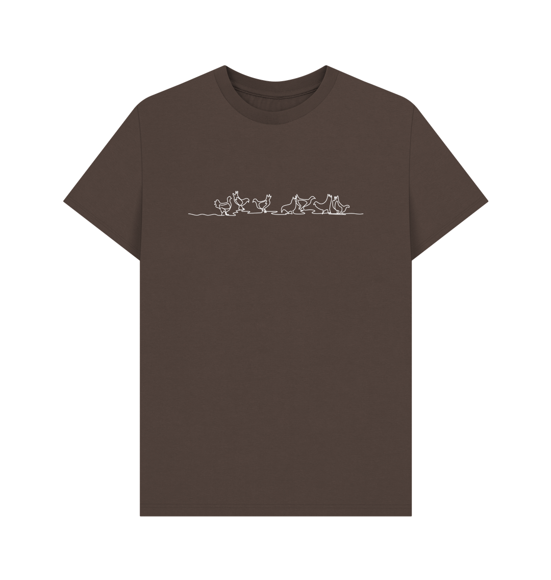 Chocolate Men's Chickens Organic Cotton Basic Tee (White)