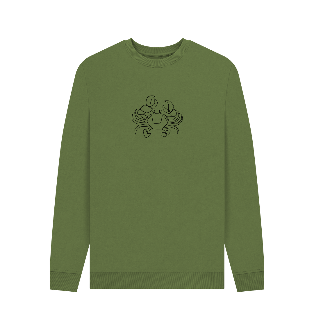 Khaki Men's Crab Organic Cotton Crewneck Sweater (Black)