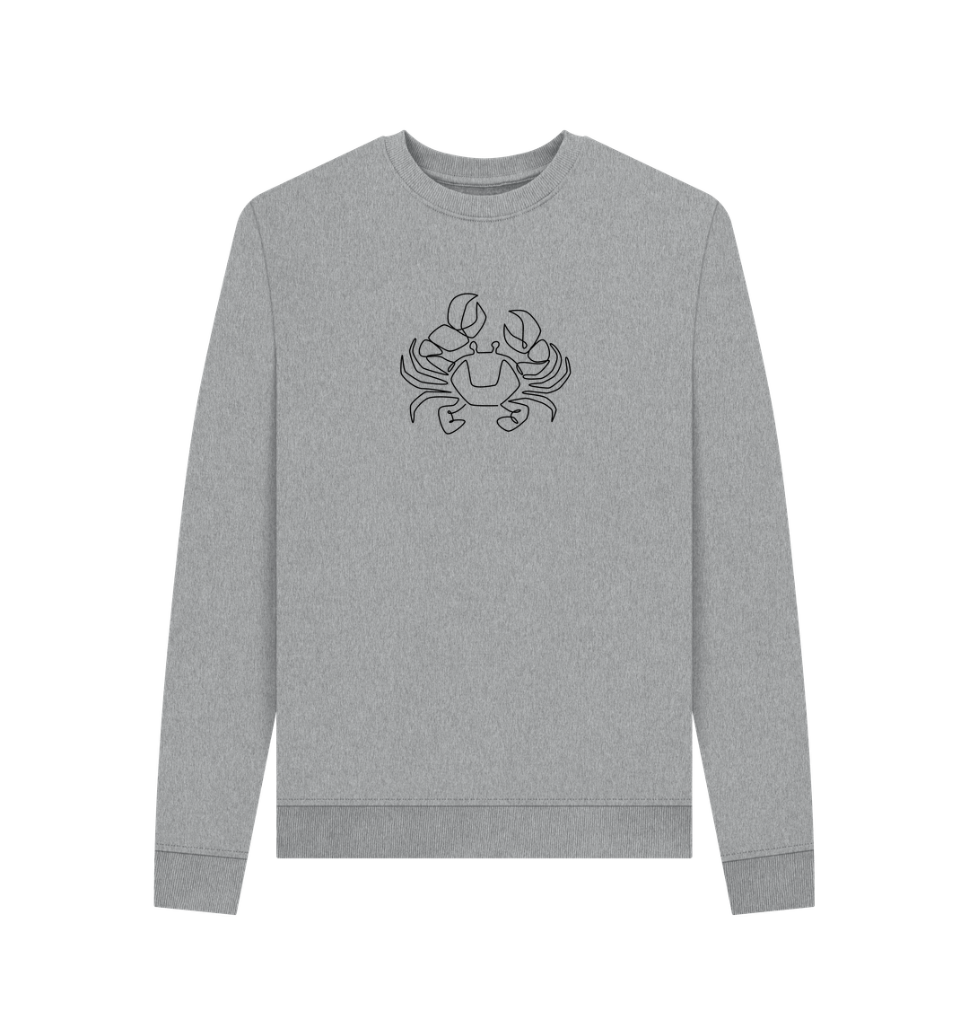 Light Heather Women's Crab Organic Cotton Crewneck Sweater (Black)