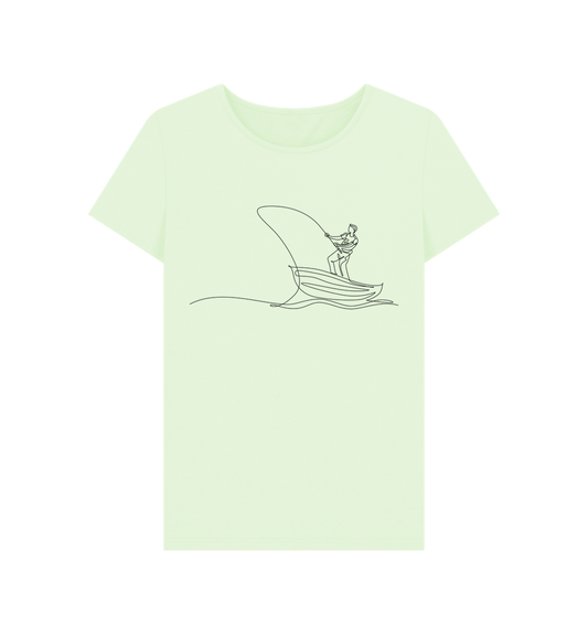 Pastel Green Women's Fisherman Organic Cotton Crewneck Tee (Black)