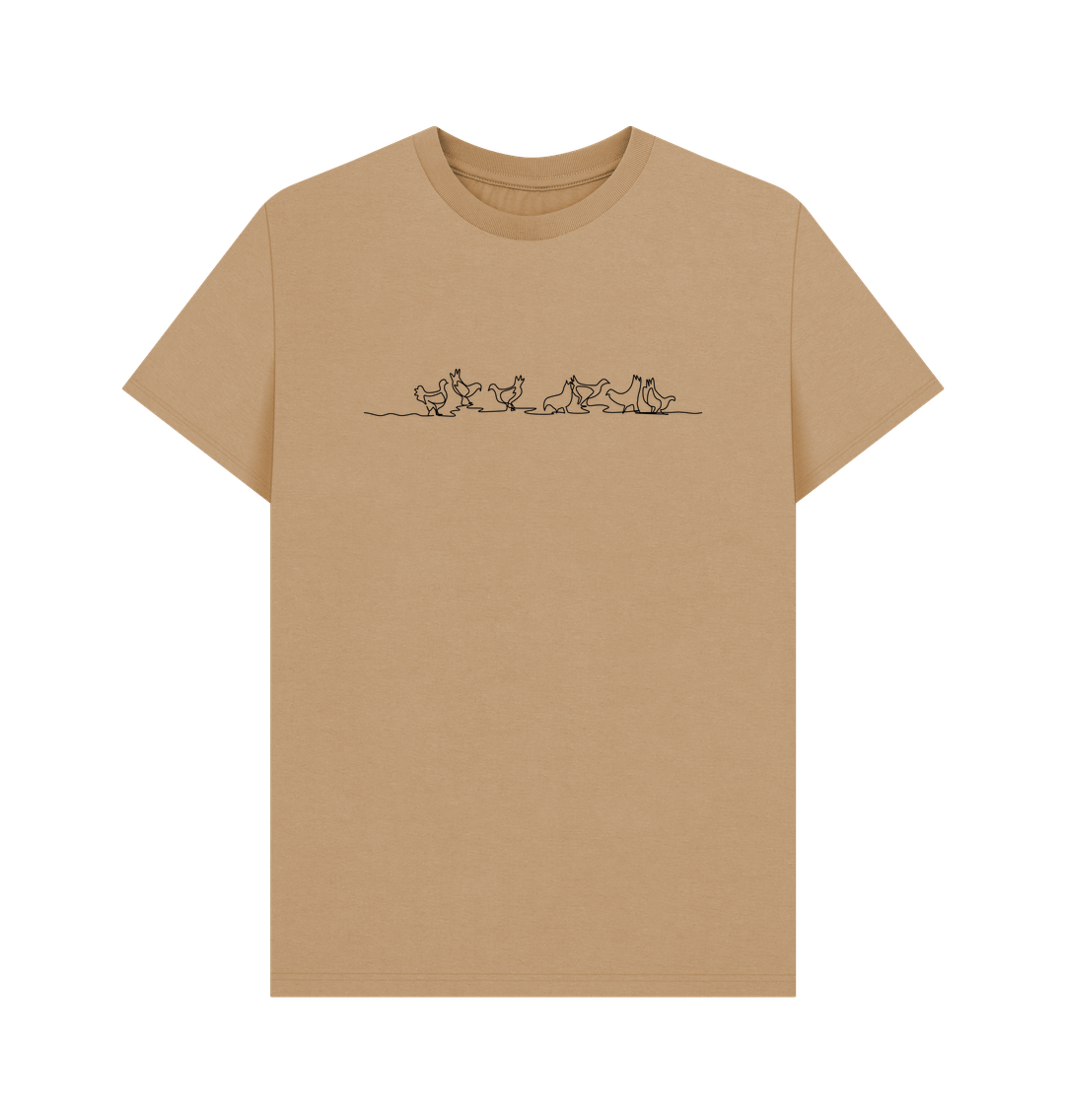 Sand Men's Chickens Organic Cotton Basic Tee (Black)