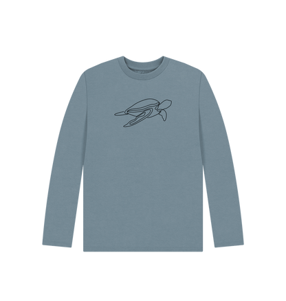 Stone Blue Kid's Sea Turtle Organic Cotton Long Sleeve Tee (Black)